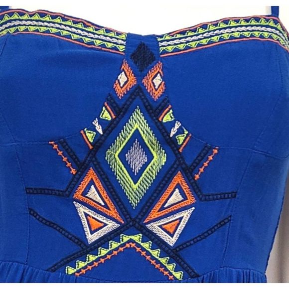 Flying Tomato Blue Embroidered Dress Small - Picture 6 of 7